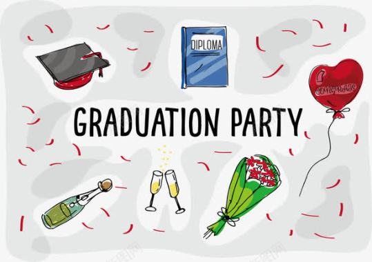 小气球手绘涂鸦毕业party聚会元素图标图标