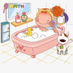 清洁泡泡卡通儿童洗澡高清图片