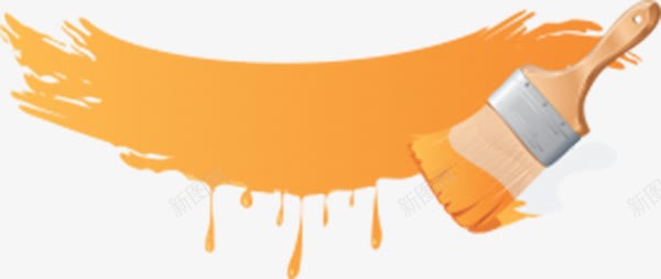 橘色漆墙刷png免抠素材_88icon https://88icon.com 产品实物 刷子 橘色油漆 白色笔刷 软笔刷