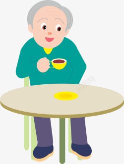 喝茶的老人素材