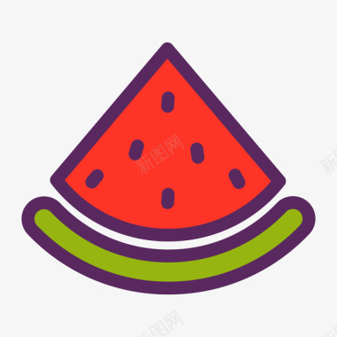 美食彩色手绘西瓜美食元素矢量图图标图标