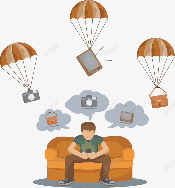坐在沙发上想事情的人矢量图ai免抠素材_88icon https://88icon.com 制定计划 坐在沙发上 想事情 沙发 矢量png 降落伞 矢量图