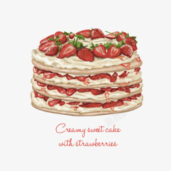 草莓很多的蛋糕水彩矢量图素材