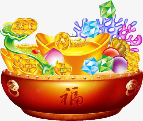 聚宝盆png免抠素材_88icon https://88icon.com 聚宝盆 聚宝盆图 装饰 钱 黄色