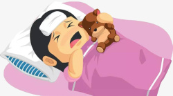 小孩枕头小孩感冒生病医院吃药发烧流鼻涕高清图片