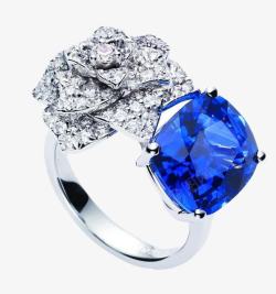 奢华宝石蓝宝石玫瑰钻石戒指高清图片