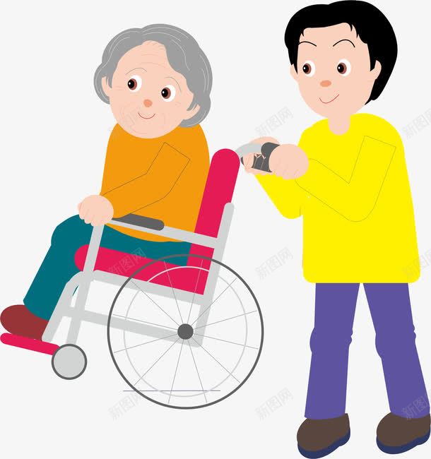 坐在轮椅上的人png免抠素材_88icon https://88icon.com 卡通人物 护工 空巢老人 老奶奶 老婆婆卡通