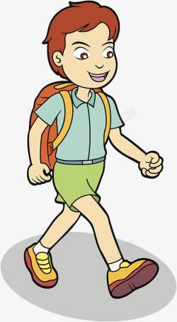 双肩书包背书包走路的小男孩高清图片