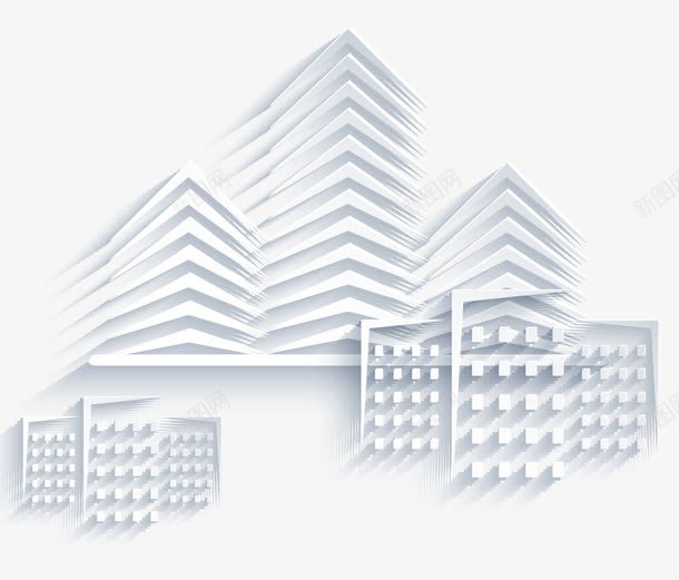 剪纸城市图案png免抠素材_88icon https://88icon.com 大厦 建筑 折纸 白色