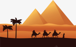 美丽埃及黄昏沙漠矢量图素材
