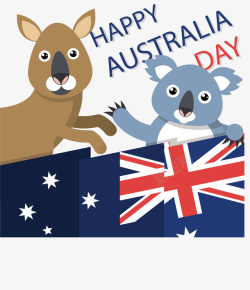 考拉袋鼠澳大利亚国旗矢量图素材