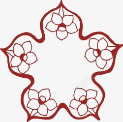 红色木兰花花纹背景矢量图素材