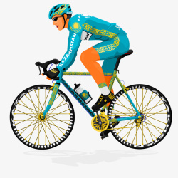 手绘赛车手手绘蓝衣自行车赛车选手矢量图高清图片