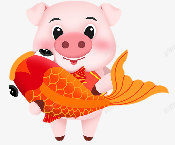 抱着鱼的新年福猪卡通图png免抠素材_88icon https://88icon.com 免抠图 卡通 小猪 年年有余 抱着鱼的新年福猪 新年 新年猪 猪 福猪