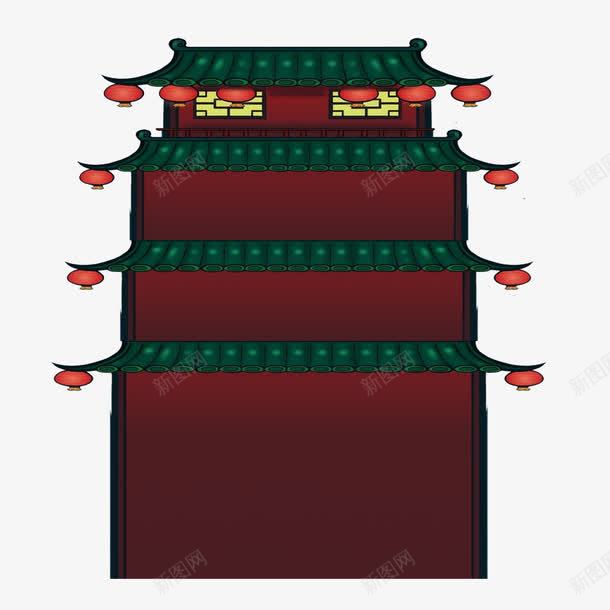 窗台楼阁psd免抠素材_88icon https://88icon.com 古建筑 木质楼 楼阁 灯笼 窗台