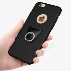 黑色手机壳苹果6plus外壳指环扣高清图片
