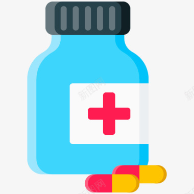 药瓶蓝色药瓶医疗图标图标