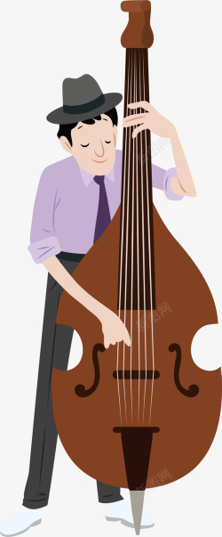 爵士乐卡通音乐大提琴演奏矢量图高清图片