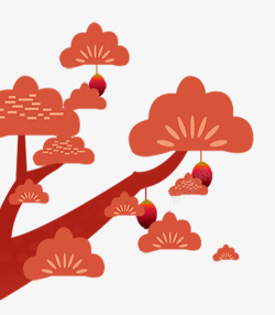 红色梅花树红色卡通梅花树高清图片