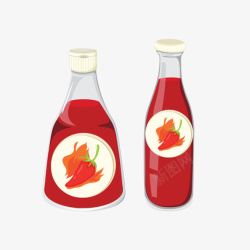 可回收瓶透明易碎品玻璃番茄酱包装和辣椒高清图片