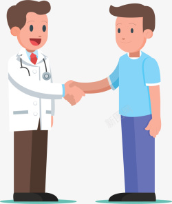 医患跟医生握手的病人矢量图高清图片