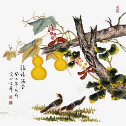 商业背景图案中国写意画葫芦高清图片