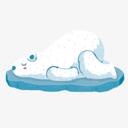 蓝色浮冰上的白色卡通北极熊矢量图素材