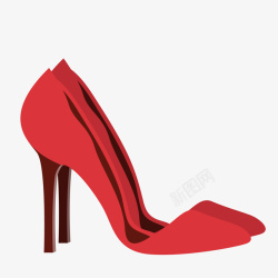 红色高跟鞋卡通插画元素素材