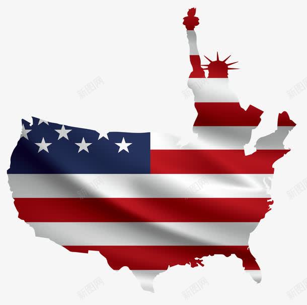 创意美国国旗png免抠素材_88icon https://88icon.com 矢量素材 美国国旗 美国地图 自由女神像