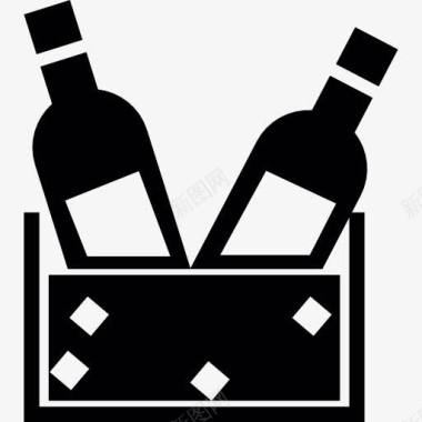 蓝瓶子葡萄酒瓶一箱图标图标