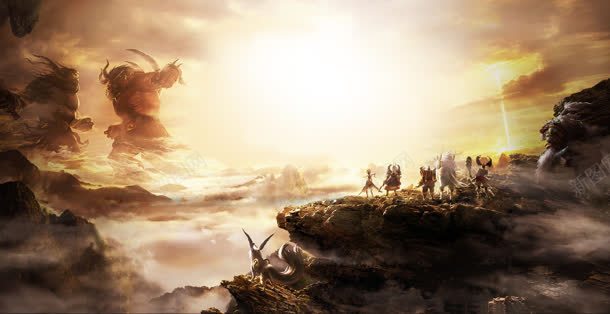 魔幻悬崖上的勇者团队海报背景背景