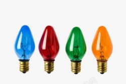 红黄绿蓝彩色电器小灯泡产品实物素材
