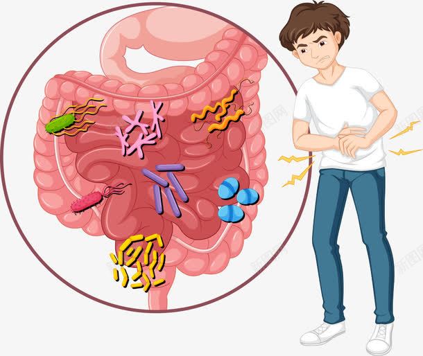 肚子里的病毒矢量图ai免抠素材_88icon https://88icon.com 人物 卡通男人 男人 病毒 细菌 肚子 肚子疼 矢量图