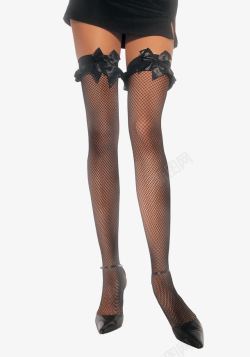 连裤袜黑色蝴蝶结大腿袜连裤袜女性腿部高清图片