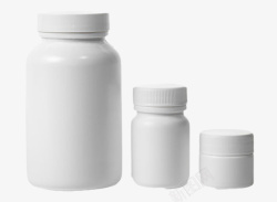 三个白色大小不一的塑料瓶罐实物素材