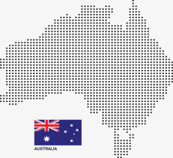 澳大利亚国旗地图矢量图素材