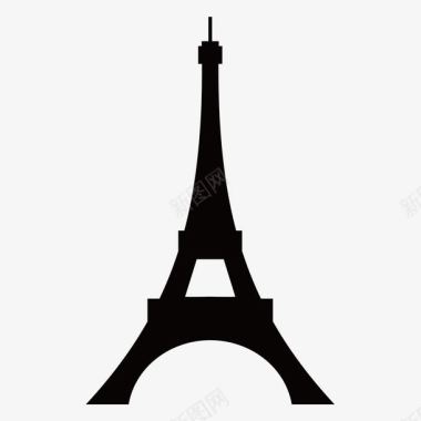 手绘巴黎铁塔建筑旅游景点剪影矢量图图标图标