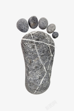 黑色带划痕的石头组成的脚印素材