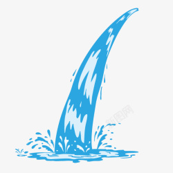 水滴效果图蓝色卡通瀑布装饰高清图片