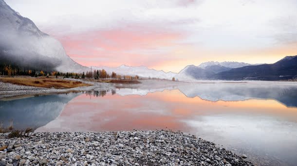 夕阳下的风景png免抠素材_88icon https://88icon.com 山 河边 火烧云 风景