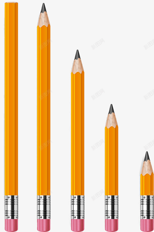 长短不一的铅笔片png免抠素材_88icon https://88icon.com 卡通 矢量铅笔 黄色