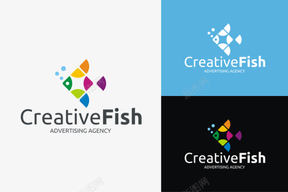 创意彩色鱼简约精美logo矢量图图标图标