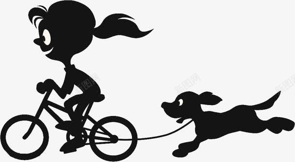 自行车链条骑自行车带着小狗跑的女孩图标图标