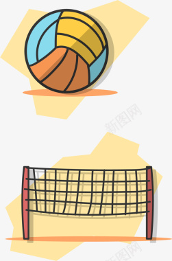 奥运项目排球排球网图标矢量图图标
