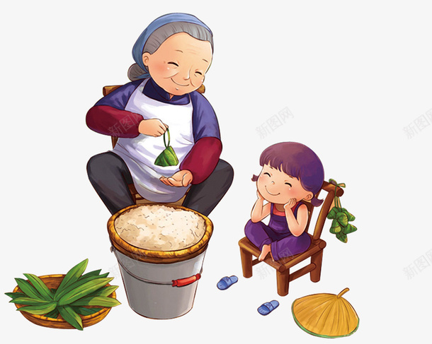 正在包粽子png免抠素材_88icon https://88icon.com 包粽子 卡通人物 端午节食物 粽子