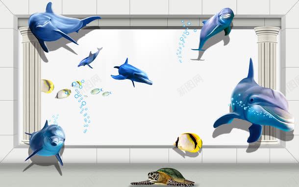 3D壁画psd免抠素材_88icon https://88icon.com 3D 3D壁画 墙 海底世界 电视墙背景 鲨鱼 鲨鱼头像