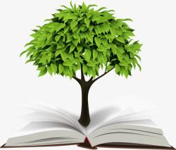 书本上的绿色小树矢量图素材