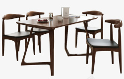 宜家家具北欧实木餐桌椅组合素材