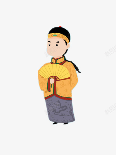 古代服装男孩png免抠素材_88icon https://88icon.com 帽子 扇子 素材 辫子