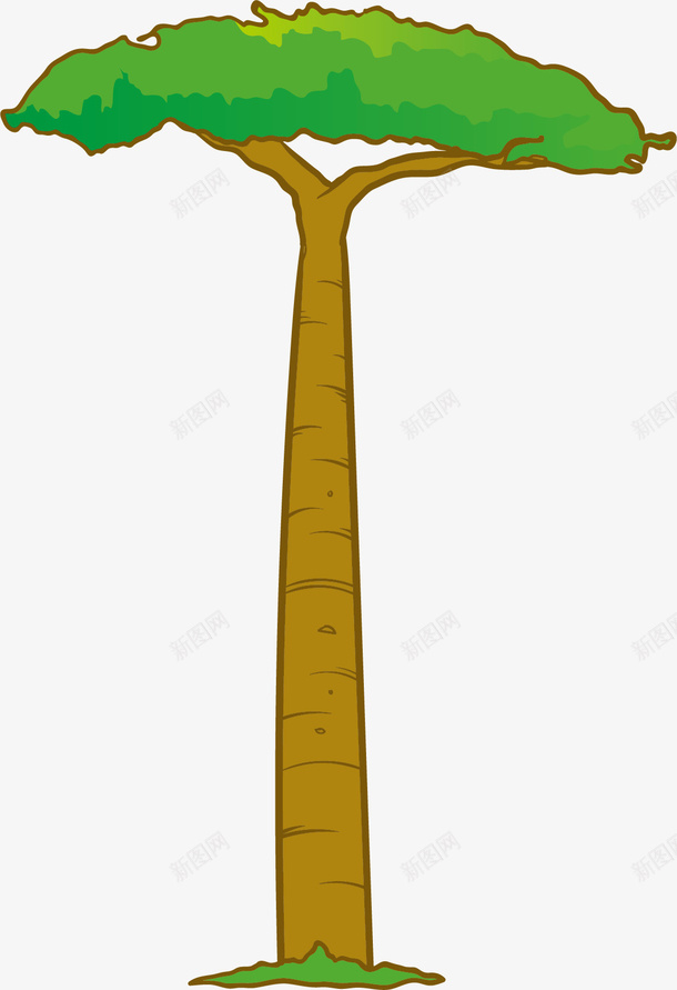 细长迷你手绘风格面包树png免抠素材_88icon https://88icon.com 卡通风格 猴面包树 矢量树木 粗大 细长 细长的树 迷你风格